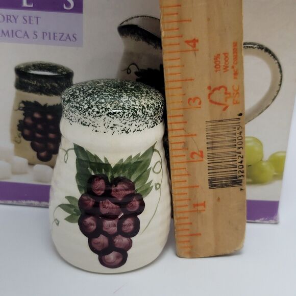 Alco Grapes 5 pc Ceramic Accessory Set Sugar Bowl Creamer Salt & Pepper Napkin - Picture 4 of 14